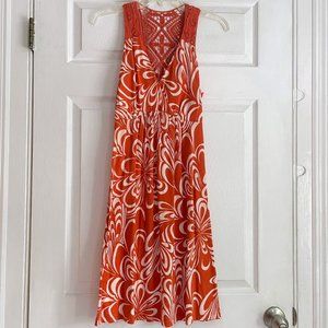 Elle Orange and White Flowy Summer Dress